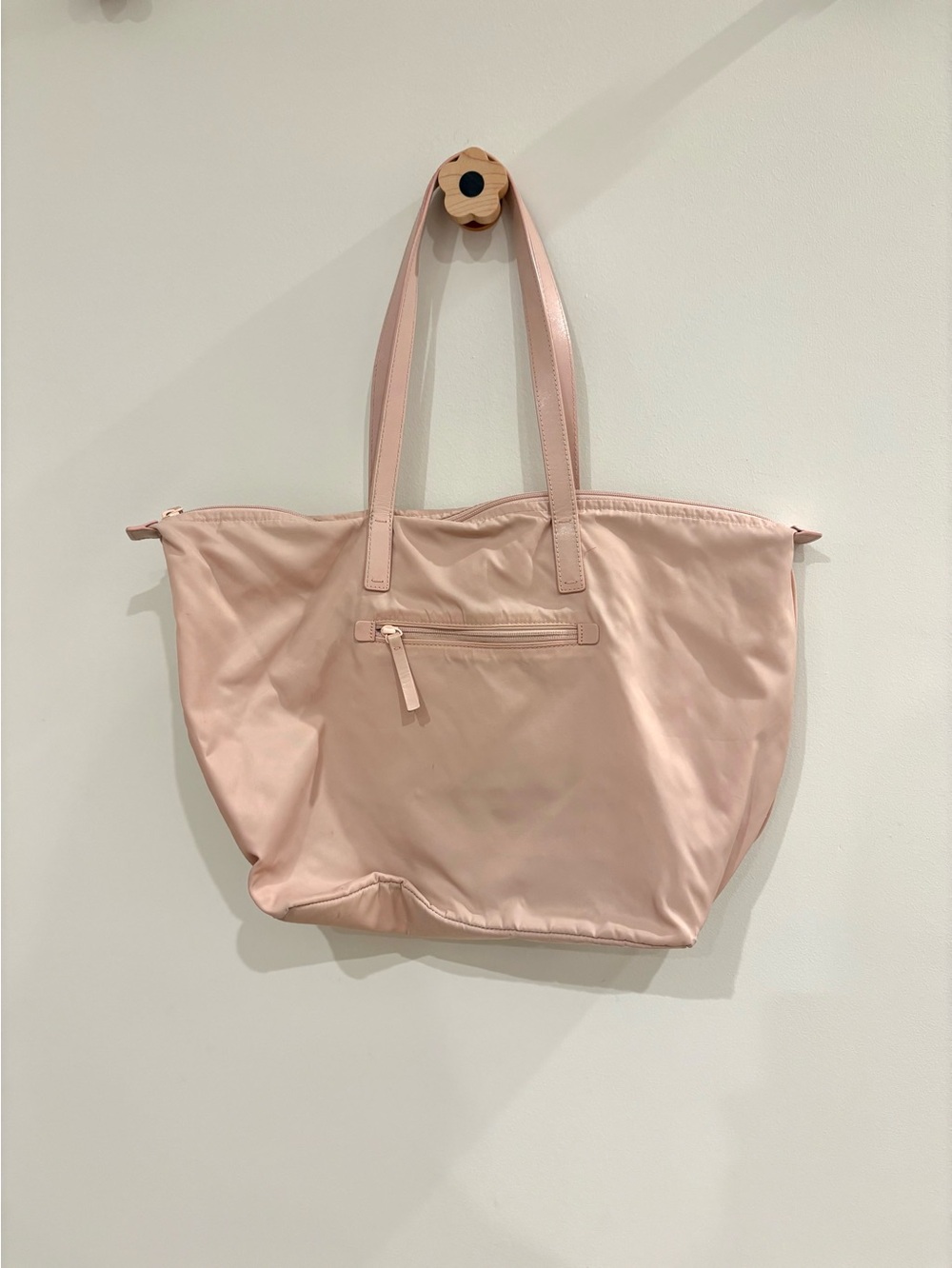 Everlane Blush Pink Nylon Tote with Leather Straps